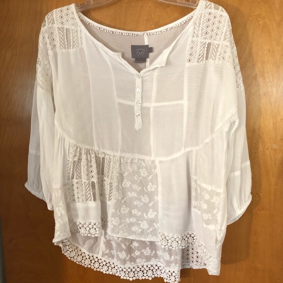 Anthropologie Tops - Anthropologie | Vanessa Virginia white lace blouse